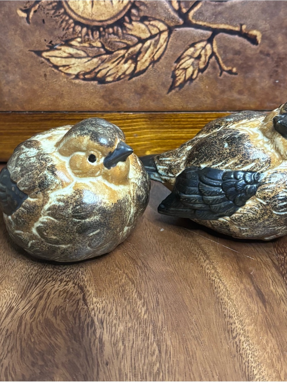 Homco Brown and Black Ceramic Songbird Figurines - Set of 2